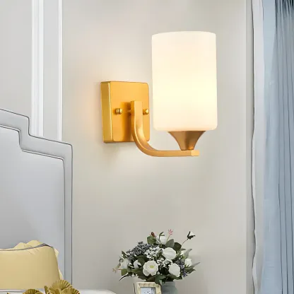 Gold Modern Cylinder Glass Shade Bathroom Vanity Light