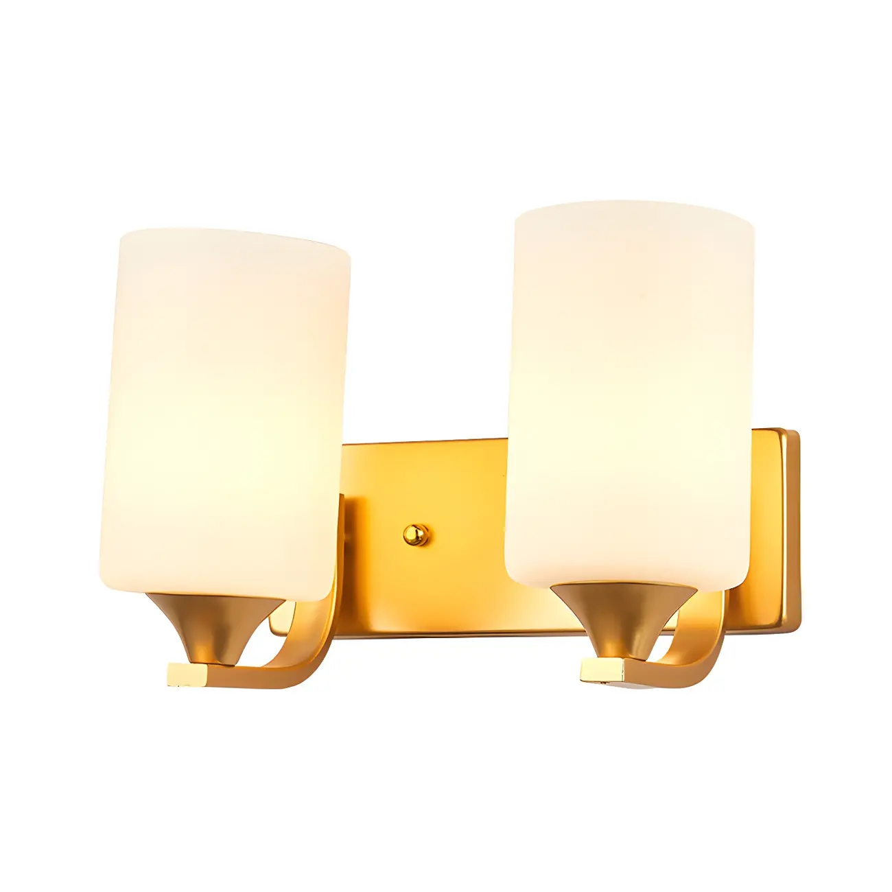 Gold Modern Cylinder Glass Shade Bathroom Vanity Light | homeyfad