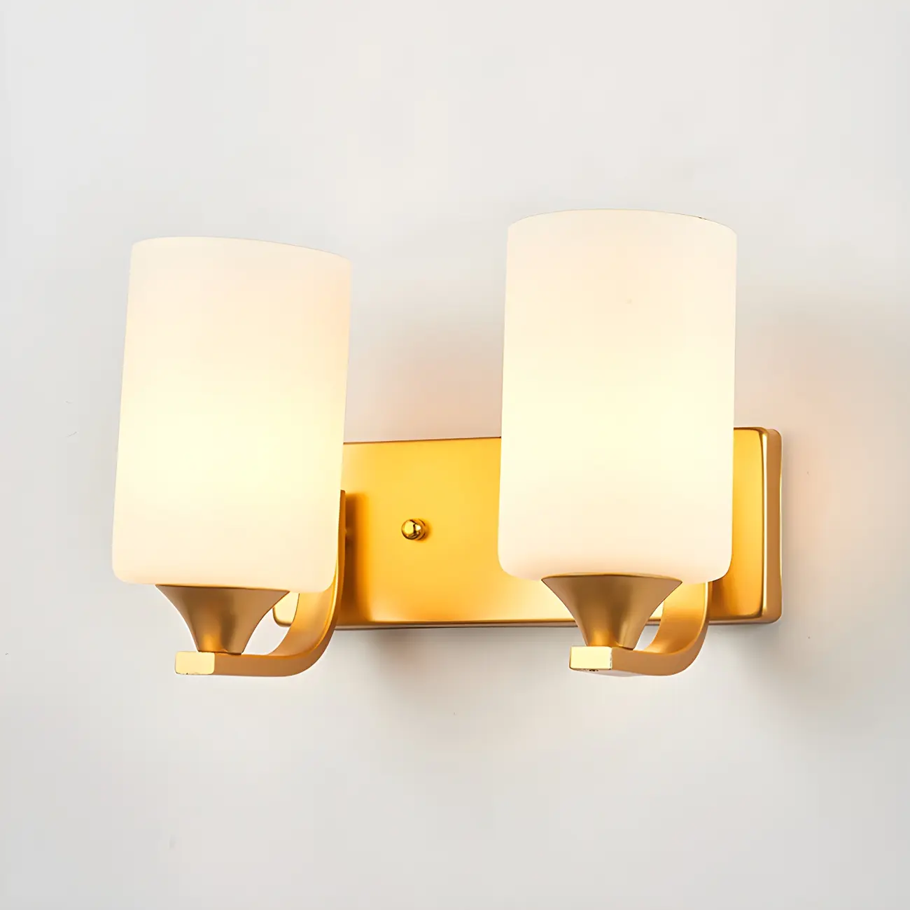 Gold Modern Cylinder Glass Shade Bathroom Vanity Light | homeyfad