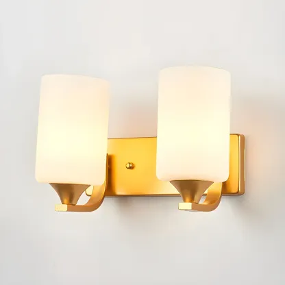 Gold Modern Cylinder Glass Shade Bathroom Vanity Light
