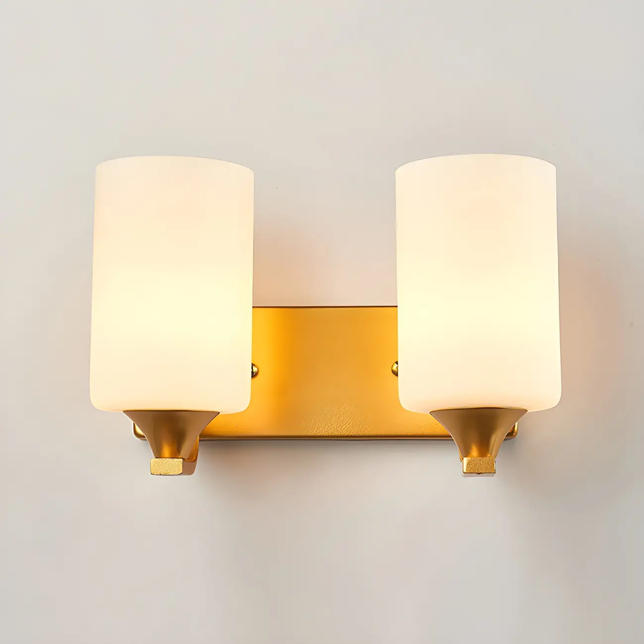 Gold Modern Cylinder Glass Shade Bathroom Vanity Light | homeyfad