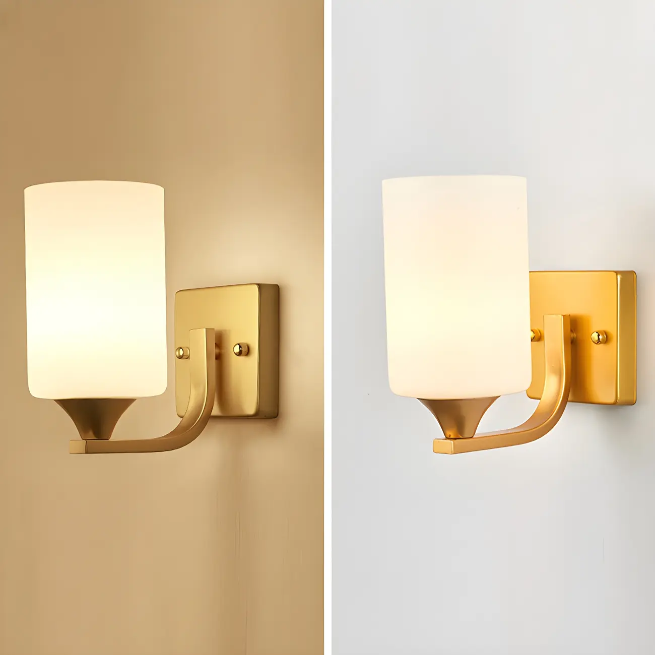 Gold Modern Cylinder Glass Shade Bathroom Vanity Light | homeyfad