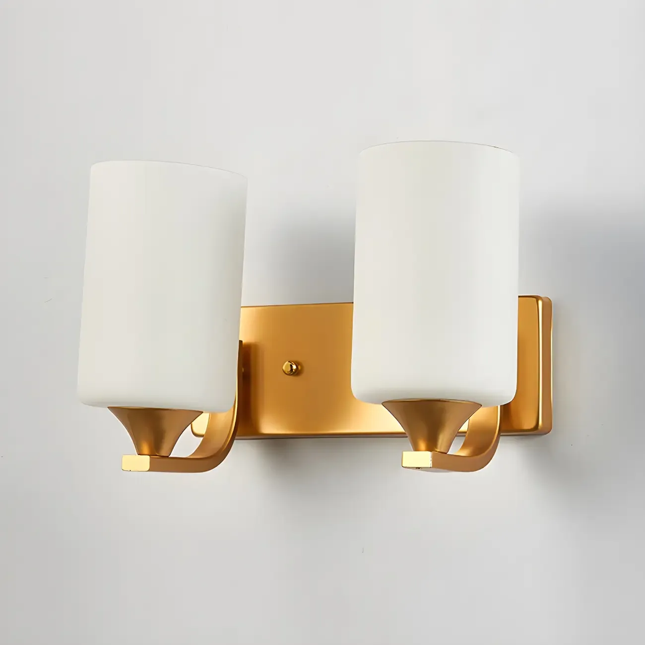 Gold Modern Cylinder Glass Shade Bathroom Vanity Light