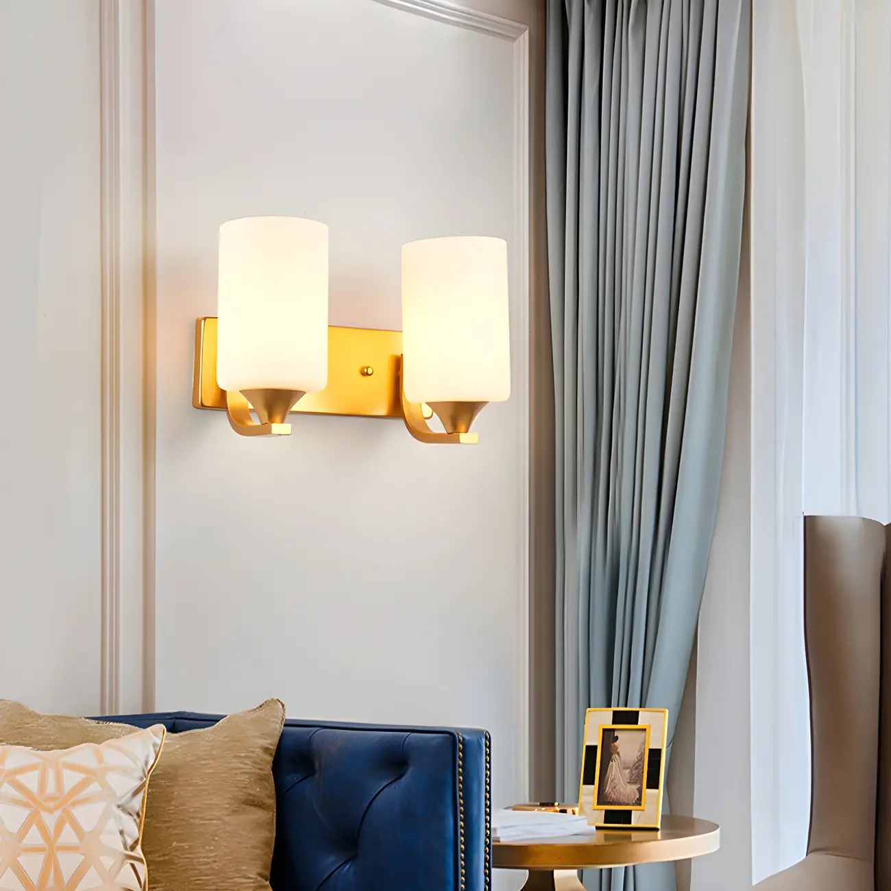 Gold Modern Cylinder Glass Shade Bathroom Vanity Light | homeyfad