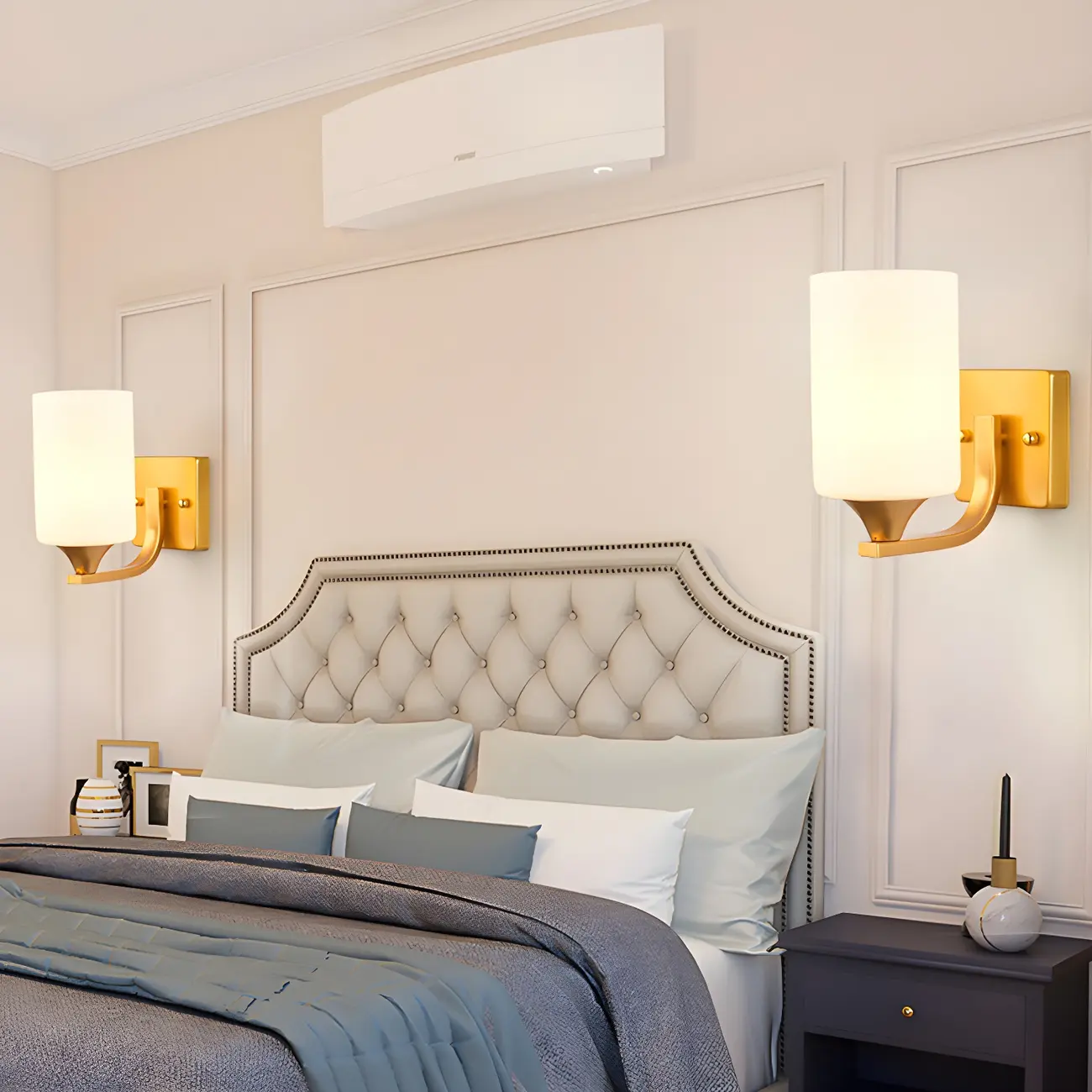 Gold Modern Cylinder Glass Shade Bathroom Vanity Light | homeyfad