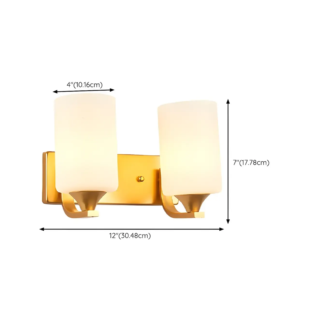 Gold Modern Cylinder Glass Shade Bathroom Vanity Light