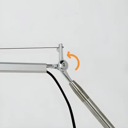 Simple Fabric Shade Silver Swing Arm Wall Light Image - 10