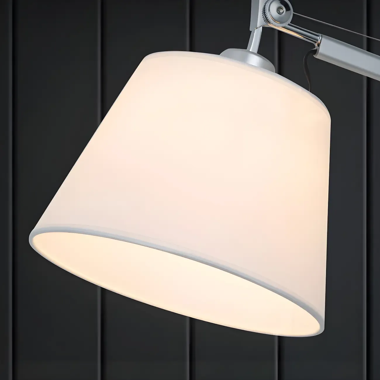 Simple Fabric Shade Silver Swing Arm Wall Light Image - 7
