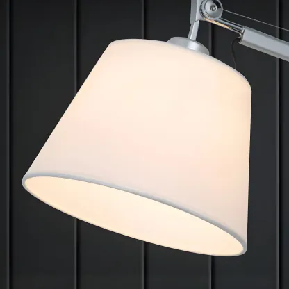Simple Fabric Shade Silver Swing Arm Wall Light Image - 7