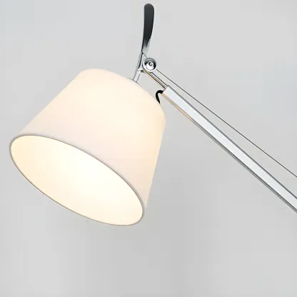 Simple Fabric Shade Silver Swing Arm Wall Light Image - 9