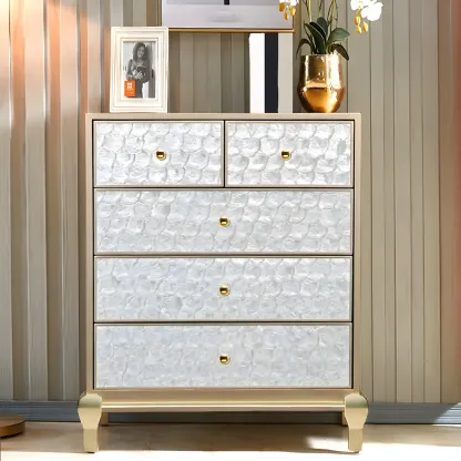 Luxurious Wooden Dresser with 5 Drawers for Bedroom Image - 1