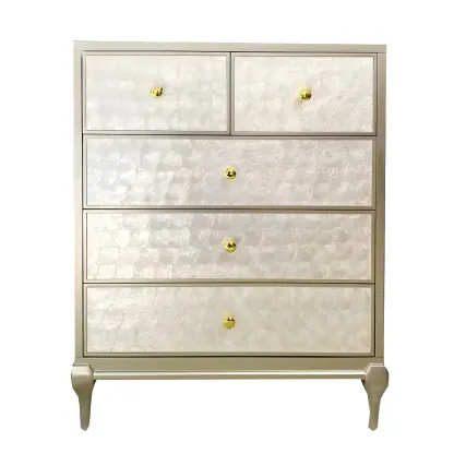 Luxurious Wooden Dresser with 5 Drawers for Bedroom Image - 2