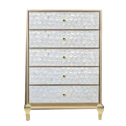Luxurious Wooden Dresser with 5 Drawers for Bedroom Image - 3
