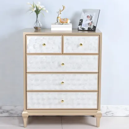 Luxurious Wooden Dresser with 5 Drawers for Bedroom Image - 4