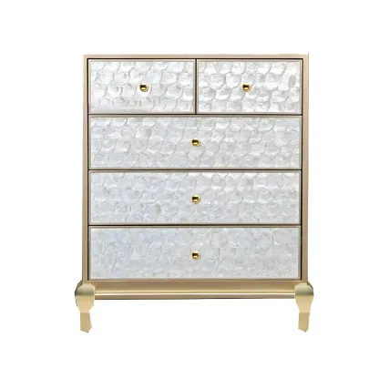 Luxurious Wooden Dresser with 5 Drawers for Bedroom Image - 7