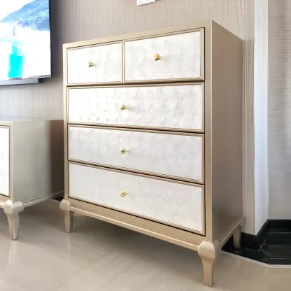 Luxurious Wooden Dresser with 5 Drawers for Bedroom Image - 8