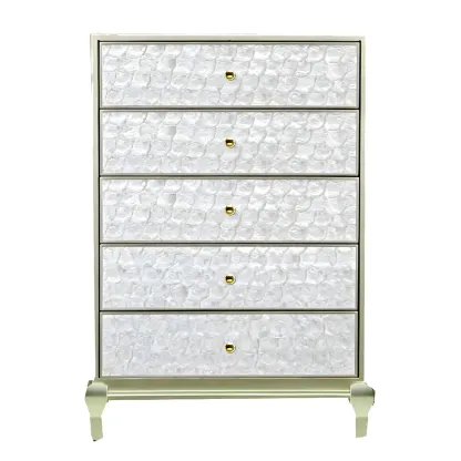 Luxurious Wooden Dresser with 5 Drawers for Bedroom Image - 9