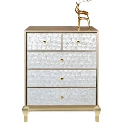 Luxurious Wooden Dresser with 5 Drawers for Bedroom Image - 10