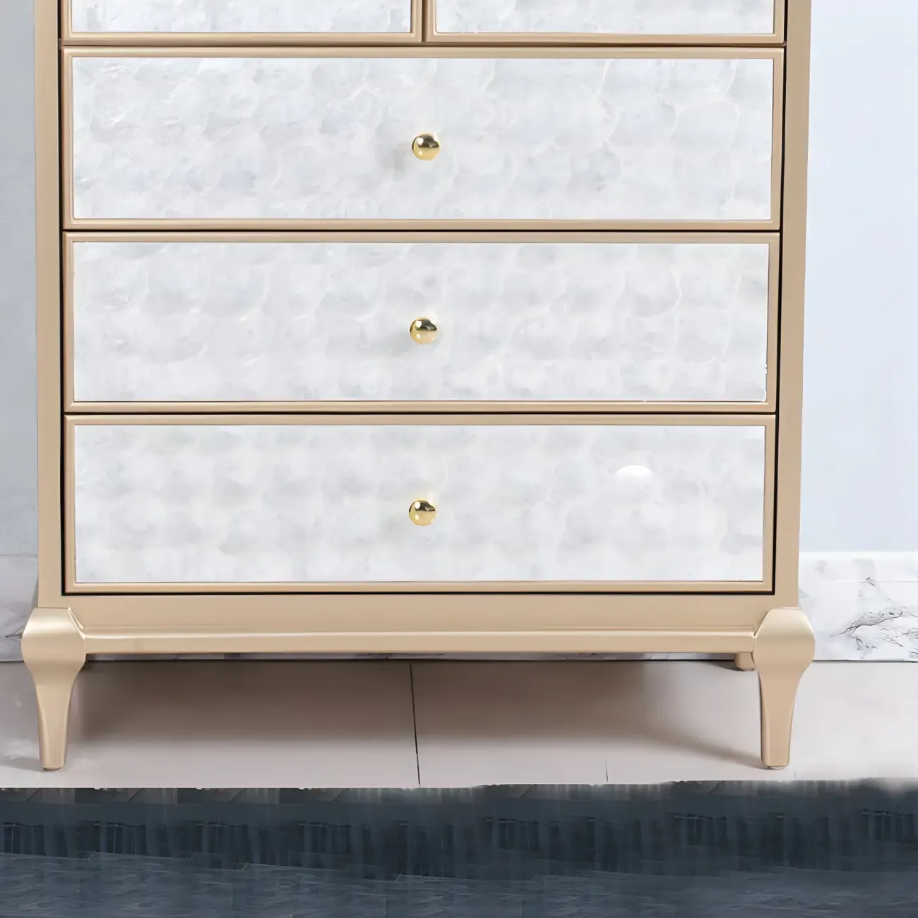 Luxurious Wooden Dresser with 5 Drawers for Bedroom Image - 12
