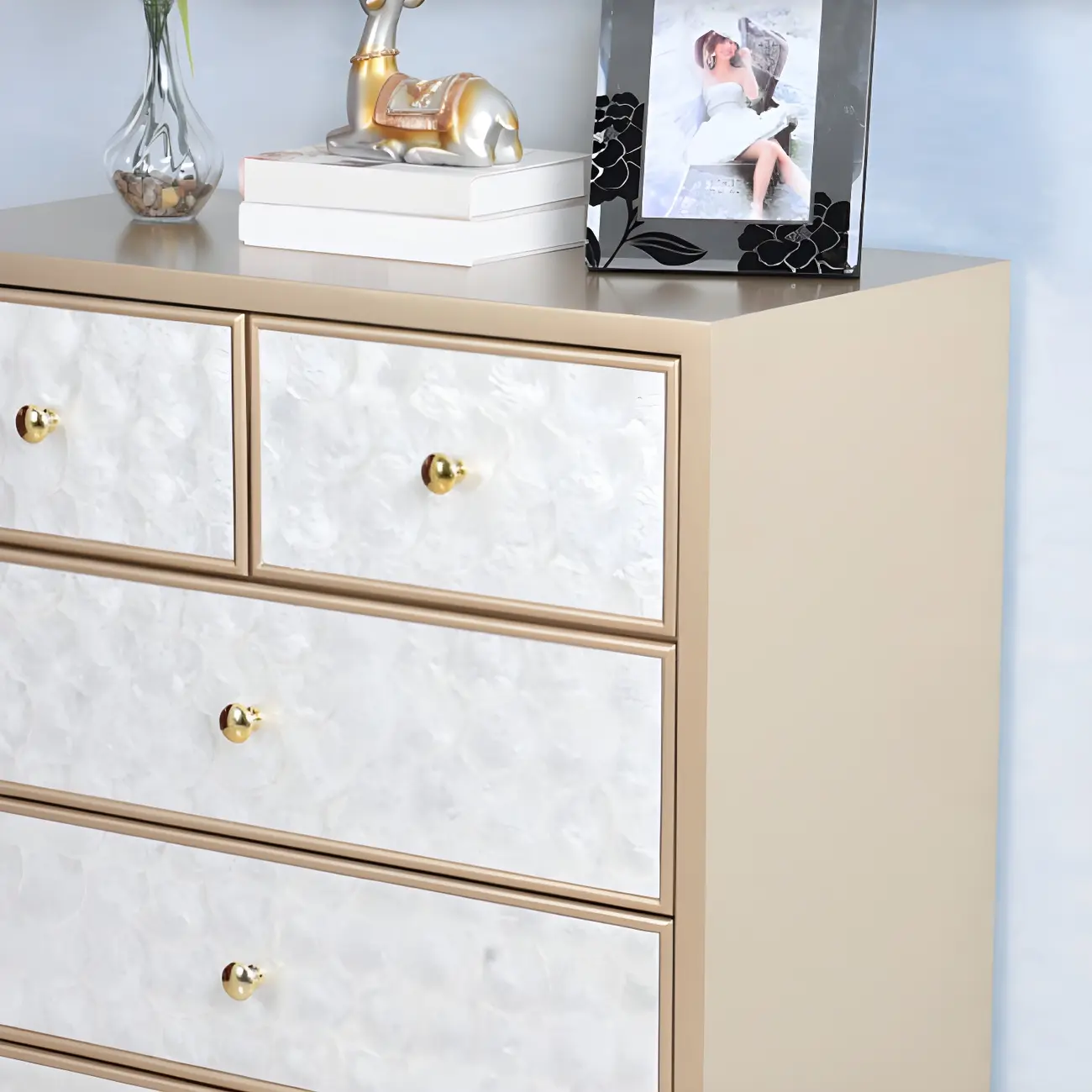 Luxurious Wooden Dresser with 5 Drawers for Bedroom Image - 13 | homeyfad