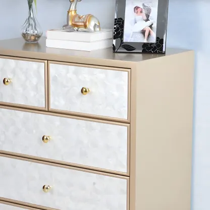 Luxurious Wooden Dresser with 5 Drawers for Bedroom Image - 13