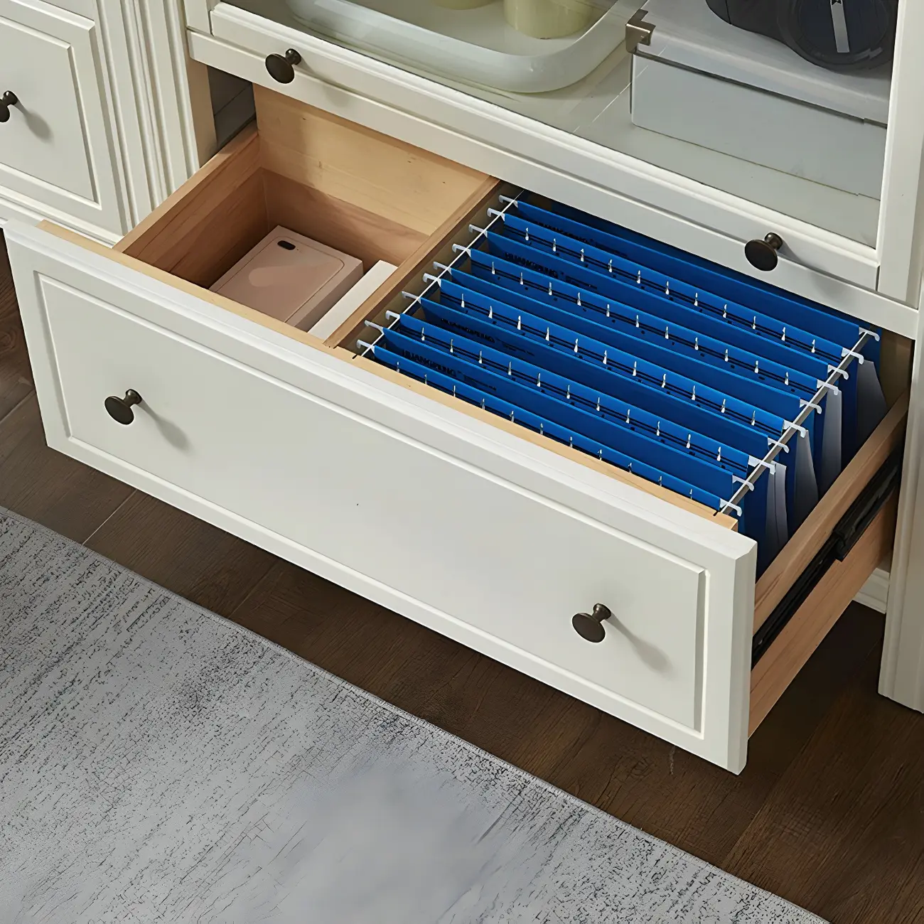 Modish White Wooden Bookcase with Glass Doors Image - 15 | homeyfad