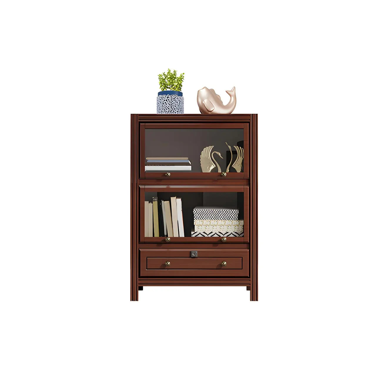Modish White Wooden Bookcase with Glass Doors Image - 20 | homeyfad