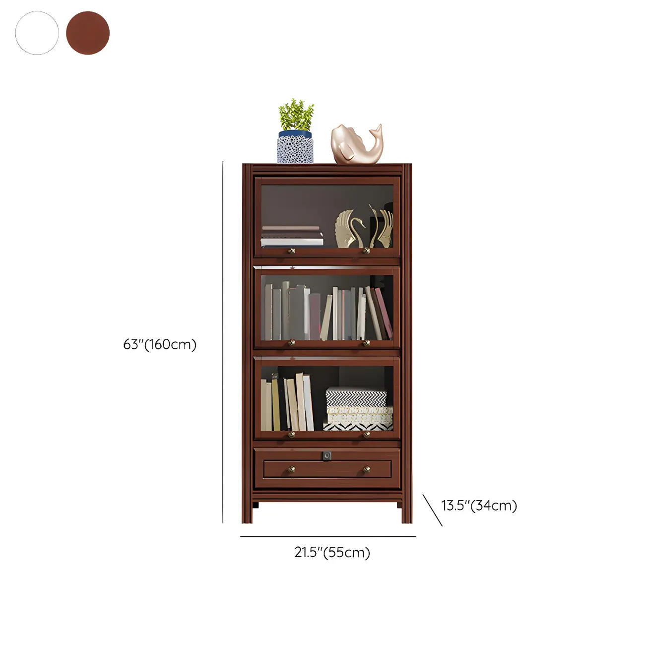 Modish White Wooden Bookcase with Glass Doors Image - 24 | homeyfad