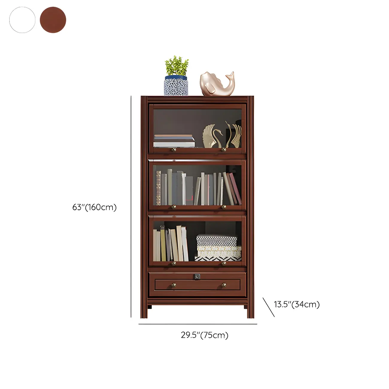 Modish White Wooden Bookcase with Glass Doors Image - 27 | homeyfad