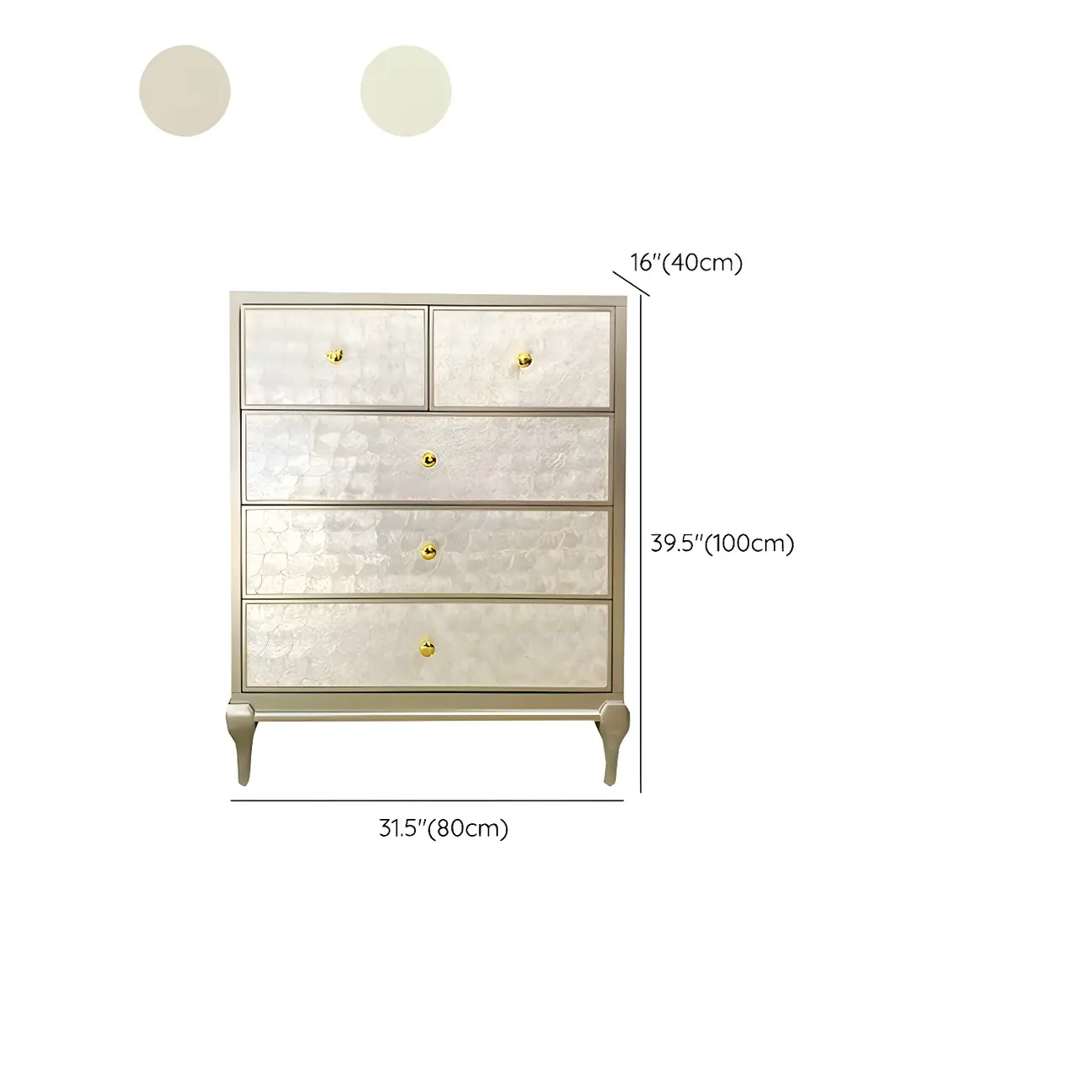 Luxurious Wooden Dresser with 5 Drawers for Bedroom #size