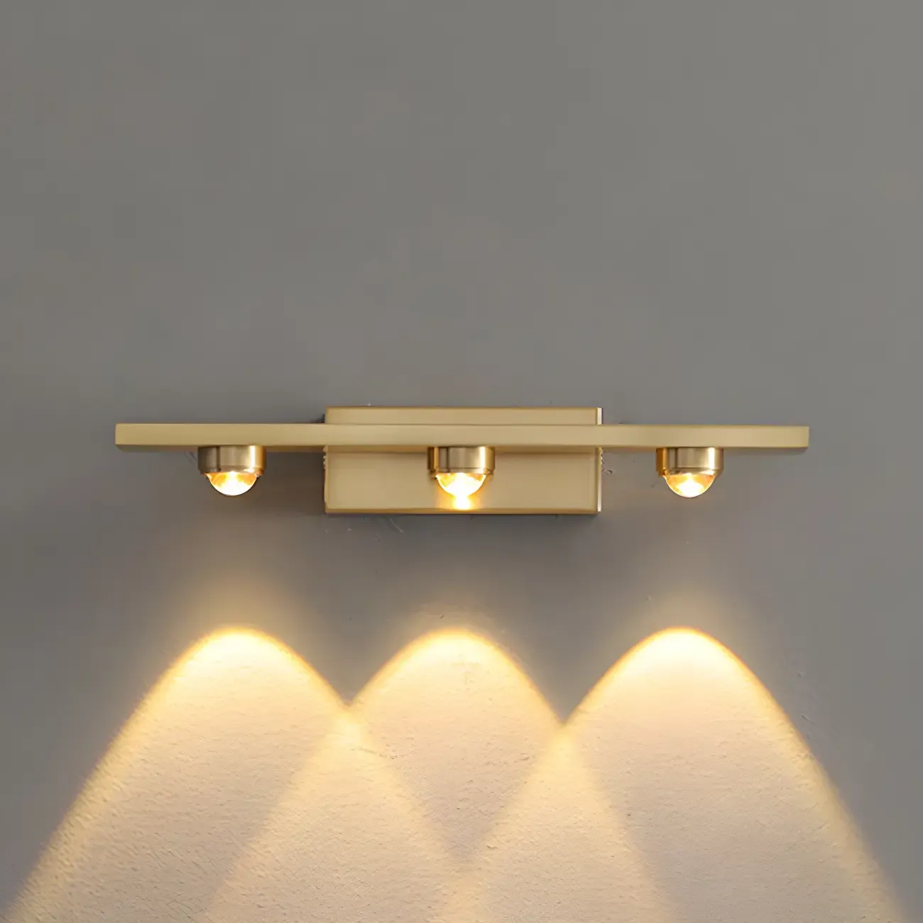 Modern Solid Brass Vanity Light with Metal Shade for Bathroom Image - 3