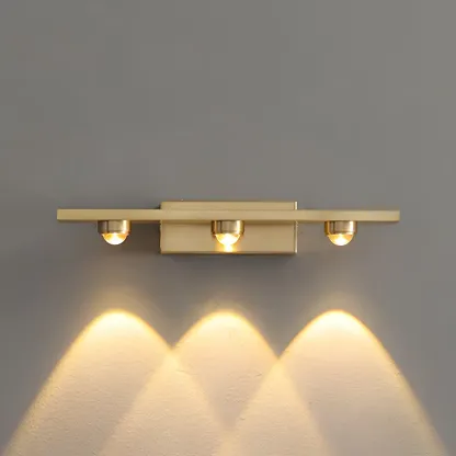 Modern Solid Brass Vanity Light with Metal Shade for Bathroom Image - 3