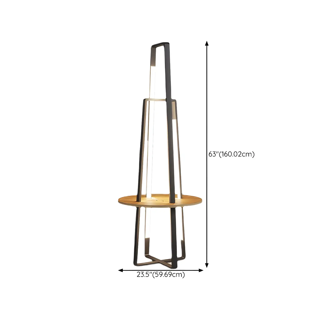 63"Black Linear LED Floor Lamp with Shelf for Living Room  #size