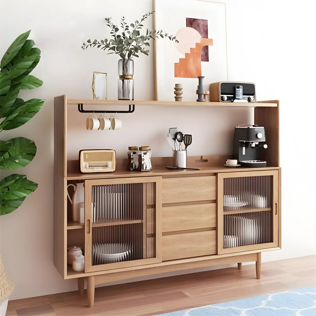 Vintage Wooden Display Cabinet with Open Storage for Home Image - 1 | homeyfad