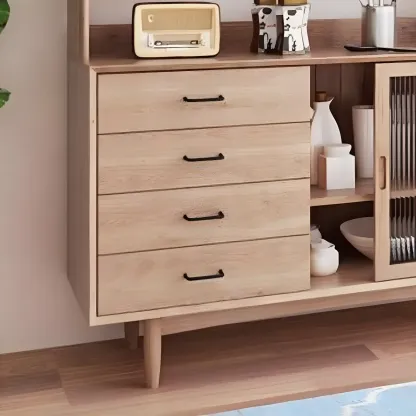 Vintage Wooden Display Cabinet with Open Storage for Home Image - 6