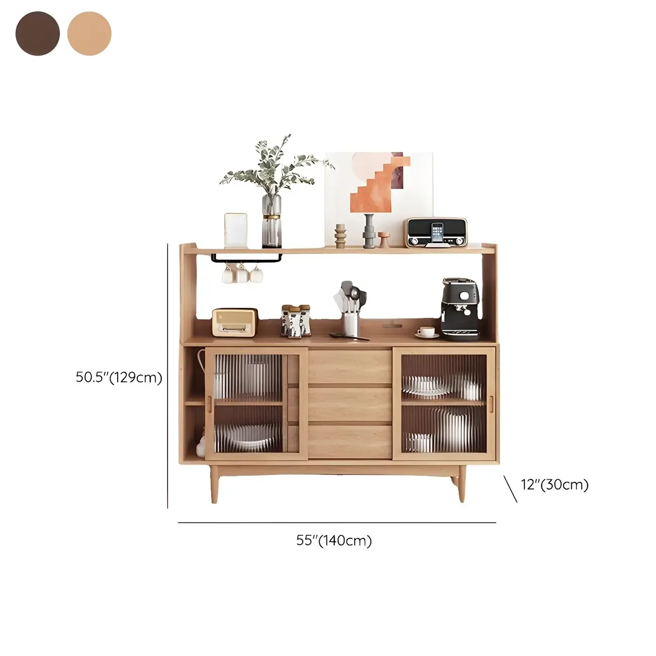 Vintage Wooden Display Cabinet with Open Storage for Home Image - 11