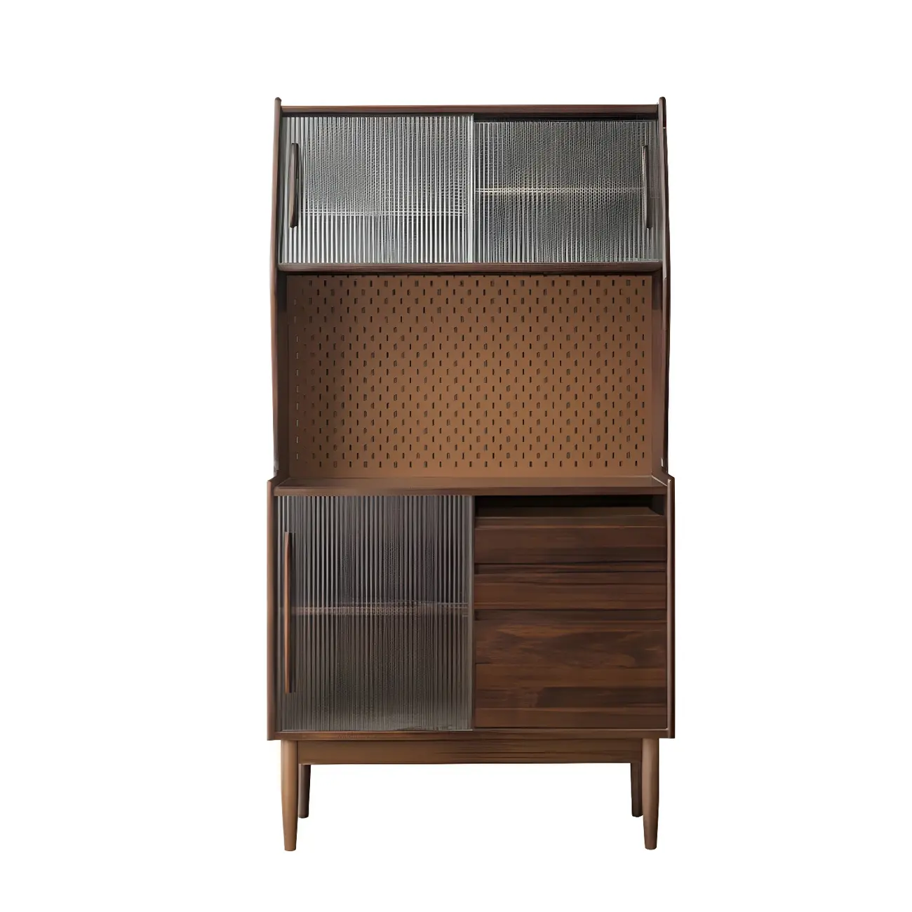 Glam Wooden Display Cabinet with Sliding Doors for Dining Room Image - 9 | homeyfad