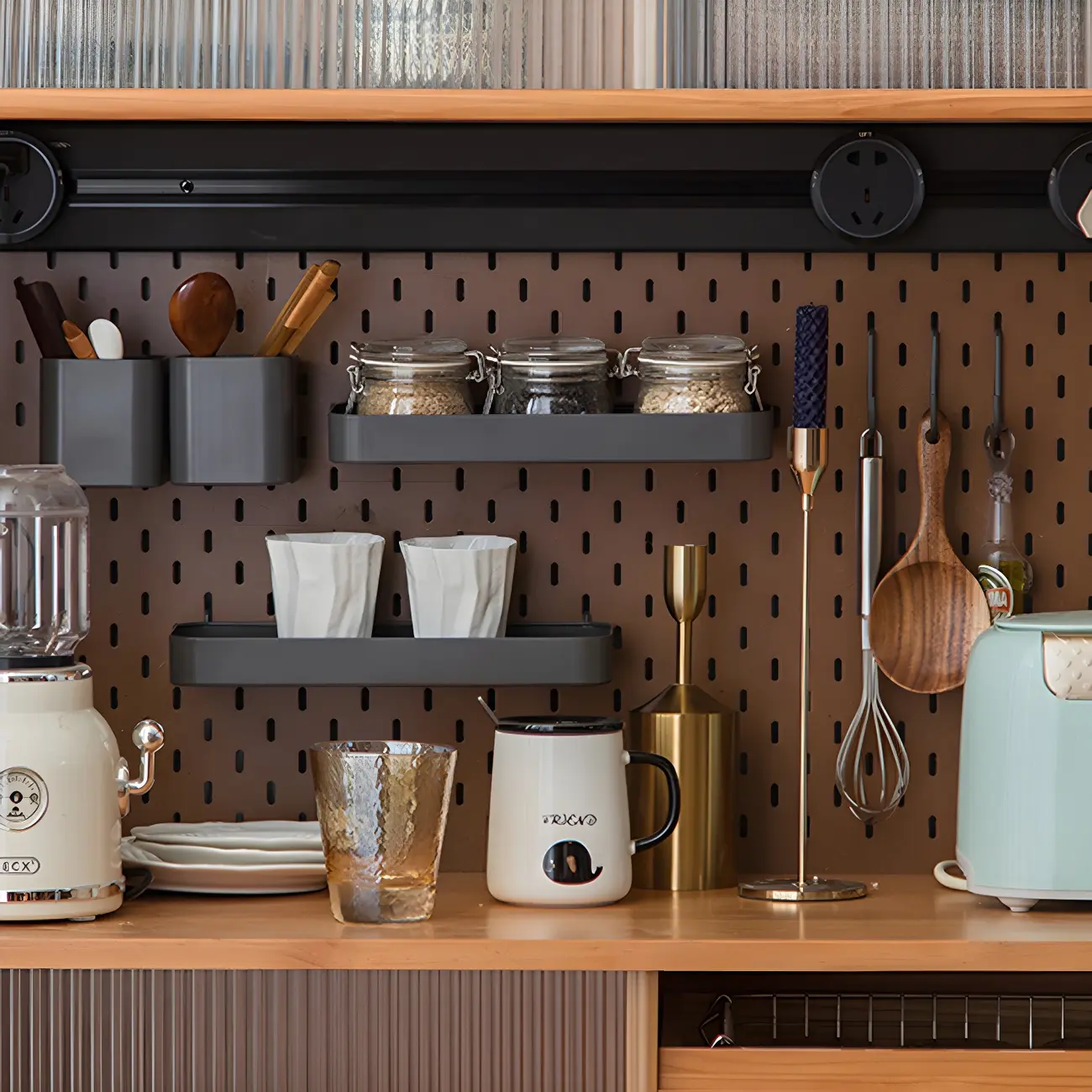 Glam Wooden Display Cabinet with Sliding Doors for Dining Room Image - 15 | homeyfad