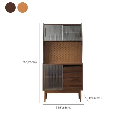 Glam Wooden Display Cabinet with Sliding Doors for Dining Room #size