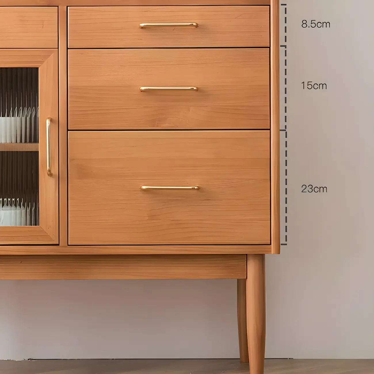 Retro Wooden Display Cabinet with Glass Doors for Kitchen Image - 13 | homeyfad