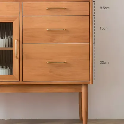 Retro Wooden Display Cabinet with Glass Doors for Kitchen Image - 13