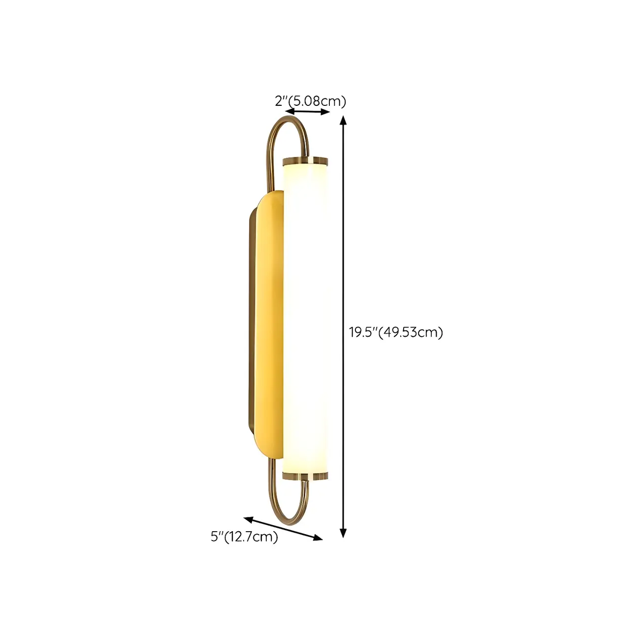 Modern Gold Straight Cylinder Dimmable LED Vanity Light #size