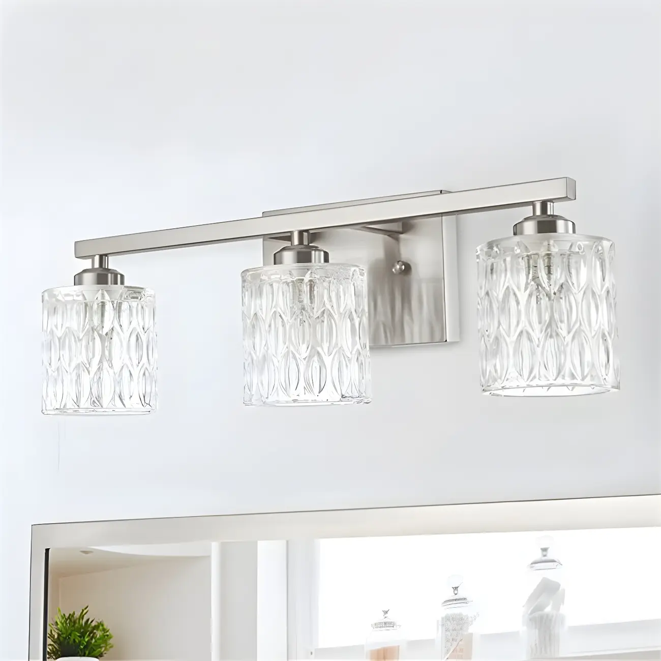 Modern Silver Glass Vanity Lighting for Bathroom Image - 1 | homeyfad