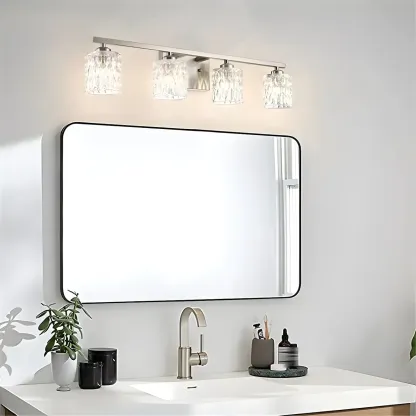 Modern Silver Glass Vanity Lighting for Bathroom Image - 3