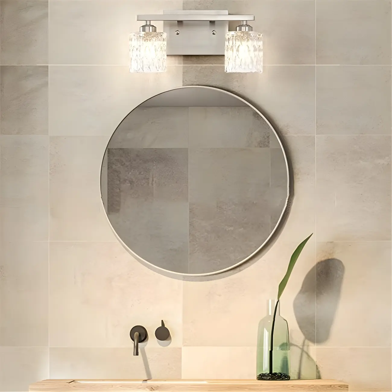 Modern Silver Glass Vanity Lighting for Bathroom Image - 12 | homeyfad
