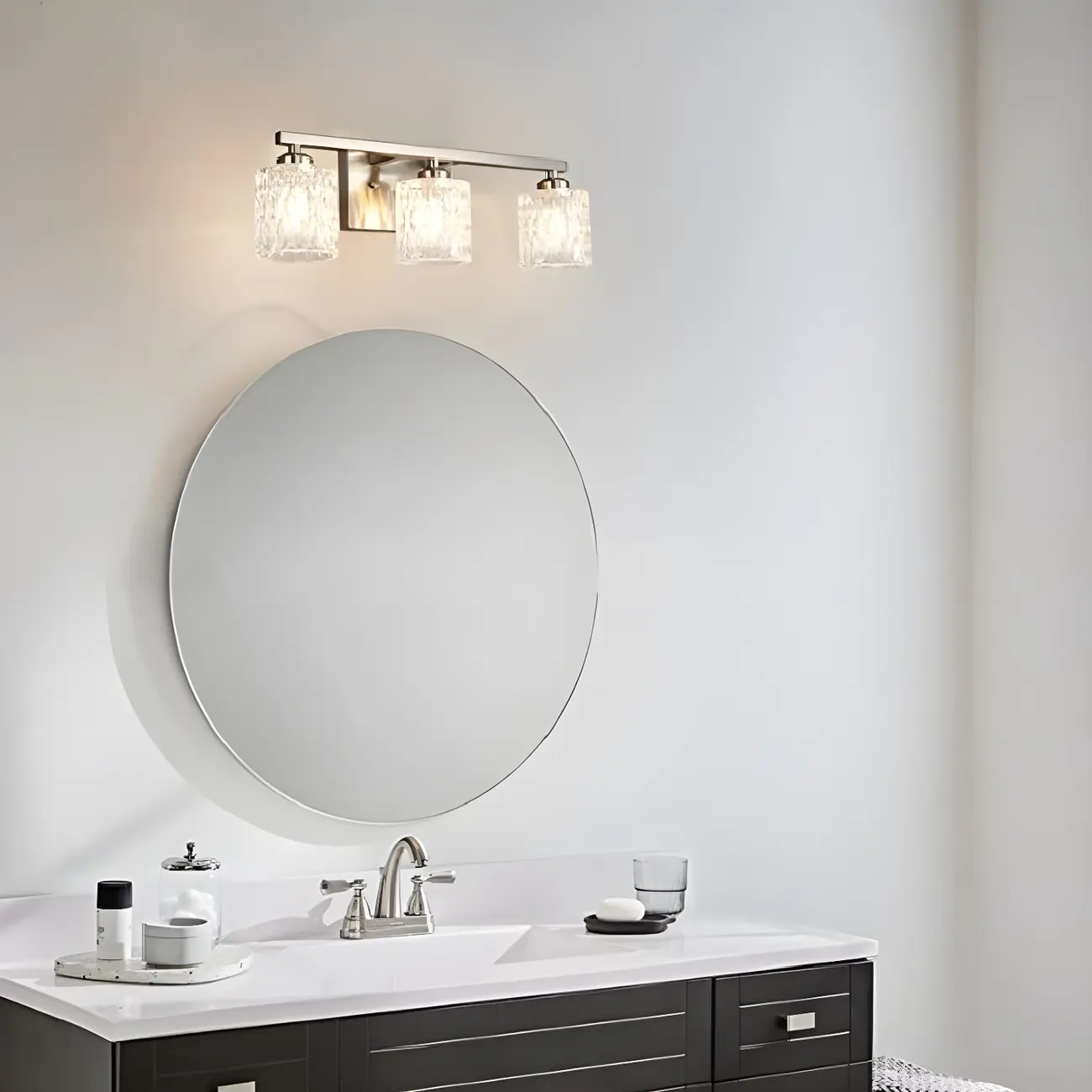 Modern Silver Glass Vanity Lighting for Bathroom Image - 2 | homeyfad