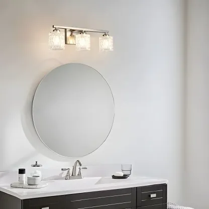 Modern Silver Glass Vanity Lighting for Bathroom Image - 2