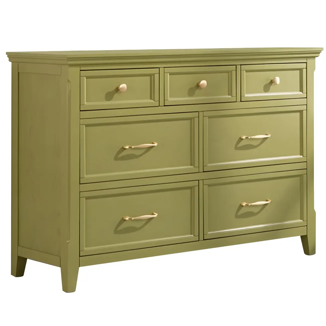 Elegant Wooden Dresser in Green Color with Storage Image - 2