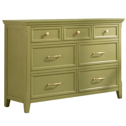 Elegant Wooden Dresser in Green Color with Storage Image - 2