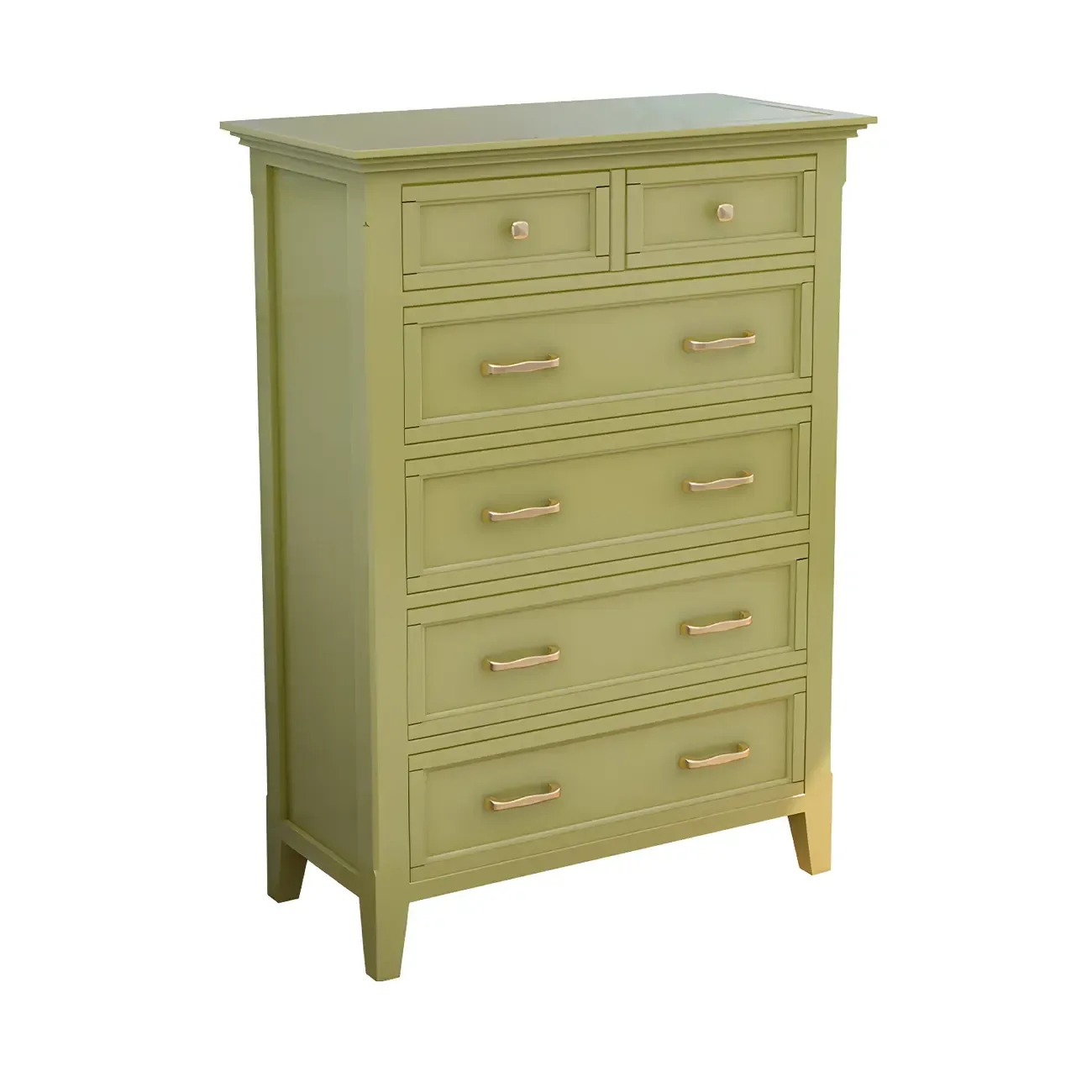 Elegant Wooden Dresser in Green Color with Storage Image - 3